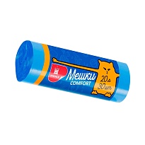 Мешки для мусора 20 л, синие, в рулоне 30 шт., ПНД, 8 мкм, 500х400 мм, Comfort, М0017 (МН 20-30с) в Первоуральске