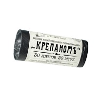 Мешки для мусора 30 л, черные, в рулоне 20 шт., ПНД, 7 мкм, 560х440 мм, Крепаномъ, 4607075710580 в Первоуральске