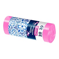 Мешки для мусора 30 л, розовые, в рулоне 30 шт., ПНД, 8 мкм, 560х480 мм, Узоры Чистоты, МУ3605 (ММЭ-30роз) в Первоуральске
