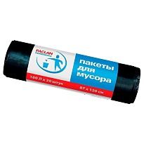 Мешки для мусора 160 л, черные, в рулоне 20 шт., ПВД, 30 мкм, 1200х870 мм, PACLAN Professional, 604082 в Первоуральске