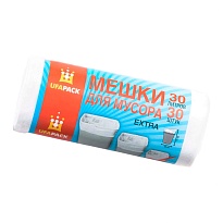 Мешки для мусора 30 л, белые, в рулоне 30 шт., ПНД, 5 мкм, 560х480 мм, Эконом, МЭ2585 (МНЭ 30-30б) в Первоуральске