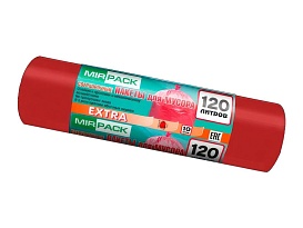 Мешки для мусора 120 л, красные, в рулоне 10 шт., ПНД, 14 мкм, 1100х700 мм, EXTRA, ex1201805 в Первоуральске