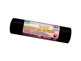 Мешки для мусора 180 л, ароматизированные, черные, в рулоне 10 шт., ПВД, 50 мкм, 1100х930 мм, EXTRA black, 18008301 в Первоуральске