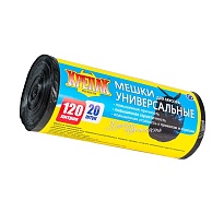 Мешки для мусора 120 л, черные, в рулоне 20 шт., ПНД, 15 мкм, 1100х700 мм, Крепак, 4607075710207 в Первоуральске