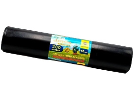 Мешки для мусора 200 л, ароматизированные, черные, в рулоне 10 шт., ПВД, 100 мкм, 1200х800 мм, Добрыня, Dob20010black в Первоуральске
