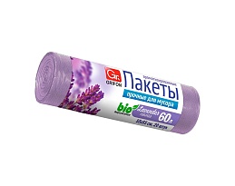 Мешки для мусора 60 л, ароматизированные, Лаванда, сиреневые, в рулоне 20 шт., ПНД, 9 мкм, 650х550 мм, GRIFON Aroma, 101-023 La в Первоуральске