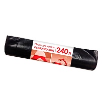 Мешки для мусора 240 л, черные, в рулоне 10 шт., ПВД 100 мкм, 1350х900 мм, Концепция Быта, 603887 в Первоуральске