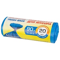 Мешки для мусора 90 л, синие, в рулоне 20 шт., ПНД, 14 мкм, 900х700 мм, LAIMA ULTRA, 607693 в Первоуральске