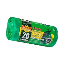 Мешки для мусора 20 л, биоразлагаемые, с ручками, черные, в рулоне 30 шт., ПНД, 10 мкм, 550х440 мм, Крепак, 4607075710047 в Первоуральске