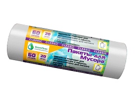 Мешки для мусора 60 л, белые, в рулоне 20 шт., ПНД, 7 мкм, 700х600 мм, MIRPACK Classik, 602052 в Первоуральске