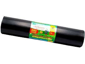 Мешки для мусора 280 л, ароматизированные, черные, в рулоне 10 шт., ПВД 110 мкм, 1400х930 мм, Добрыня, Dob28010black в Первоуральске