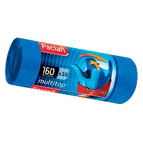 Мешки для мусора 160 л, с ушками, синие, в рулоне 10 шт., ПВД, 30 мкм, 1250х900 мм, PACLAN Multitop, 604064 в Первоуральске