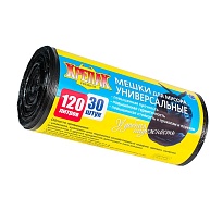 Мешки для мусора 120 л, черные, в рулоне 30 шт., ПНД, 15 мкм, 1100х700 мм, Крепак, 4607075710122 в Первоуральске