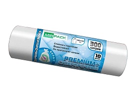 Мешки для мусора 300 л, белые, в рулоне 10 шт., ПВД 70 мкм, 1400х1000 мм, PREMIUM+, 300101602 в Первоуральске