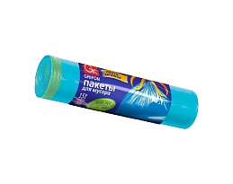 Мешки для мусора 50 л, с завязками, голубые, в рулоне 15 шт., ПНД, 14 мкм, 700х600 мм, GRIFON, 101-063 в Первоуральске