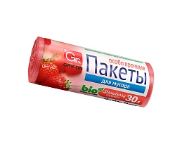 Мешки для мусора 30 л, ароматизированные, Клубника, красные, в рулоне 20 шт., ПНД, 9 мкм, 560х530 мм, GRIFON Aroma, 101-020 K в Первоуральске