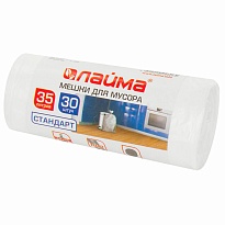 Мешки для мусора 35 л, белые, в рулоне 30 шт., ПНД, 6 мкм, 550х480 мм, LAIMA, 605538 в Первоуральске