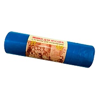 Мешки для мусора 100 л, с завязками, синие, в рулоне 10 шт., ПВД, 40 мкм, 840х670 мм, Концепция Быта Vitalux, 604933 в Первоуральске